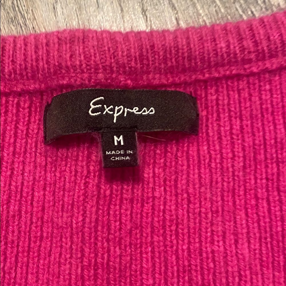 Express Vibrant Pink Knit Sweater - Picture 2 of 6